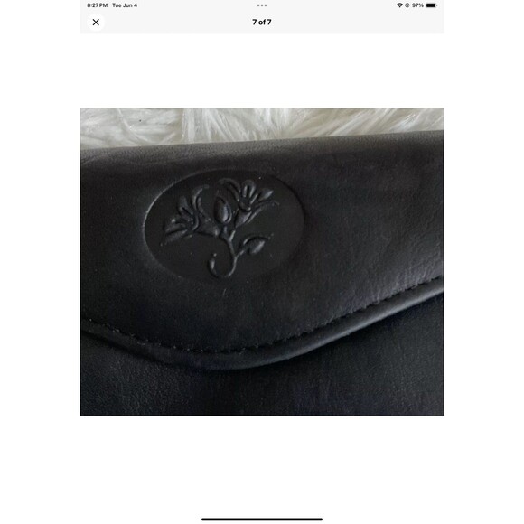 Buxton Women's Black Leather Long Bifold Organizer Wallet with Floral Emboss - Picture 7 of 7